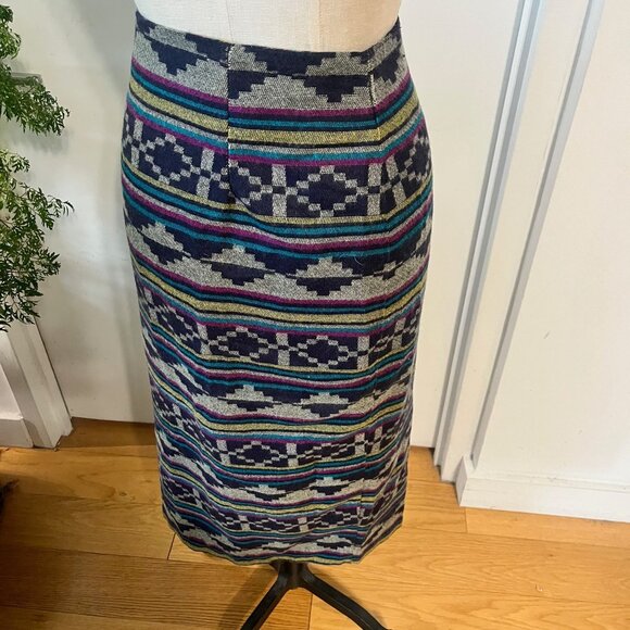 Vintage BONJOUR Tribal/Aztec Print, Midi Skirt Size 18 - Picture 4 of 7